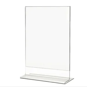 Display T em Acrílico Transparente para Mesa – Porta Informativo Dupla Face / Porta Preço